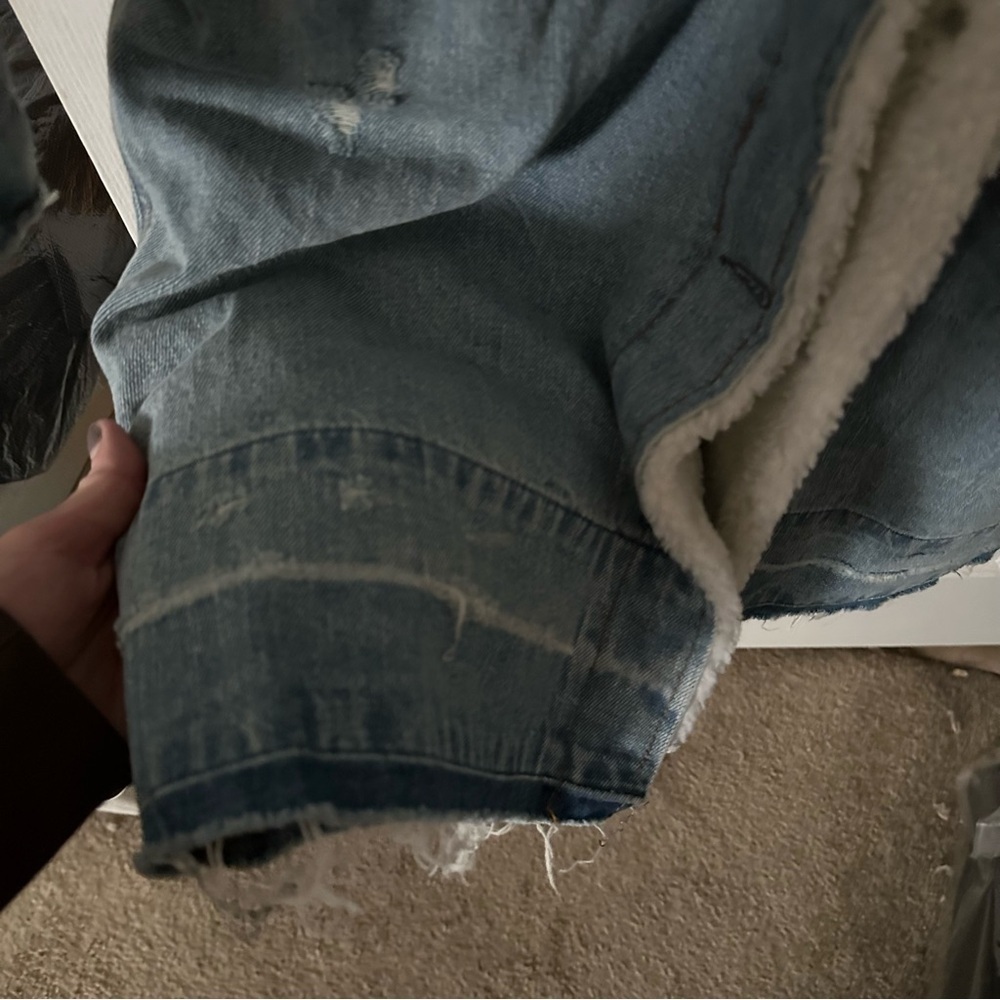 Pistola Blue Denim Long Jacket with White Sherpa Lining - Picture 8 of 15